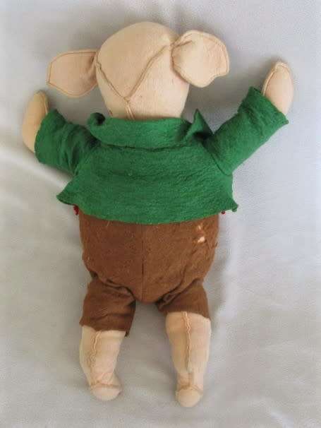 ADORABLE VINTAGE 1940's/50's FELT PIG