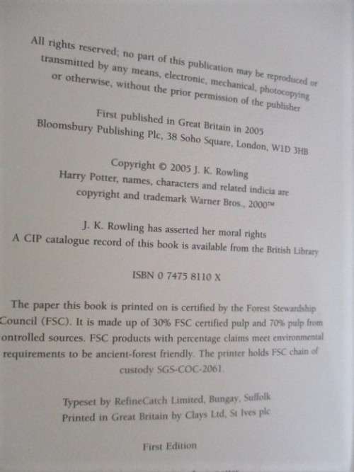 HARRY POTTER AND THE HALF-BLOOD PRINCE - 1ST EDITION HARD COVER WITH DUST JACKET