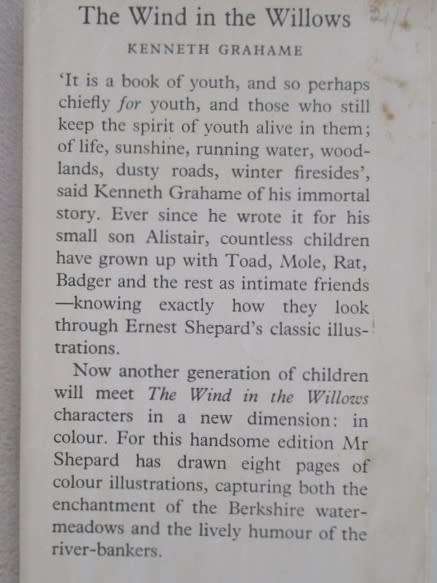 1959 - HARD COVER & DUST COVER - AN EARLY EDITION OF WIND IN THE WILLOWS