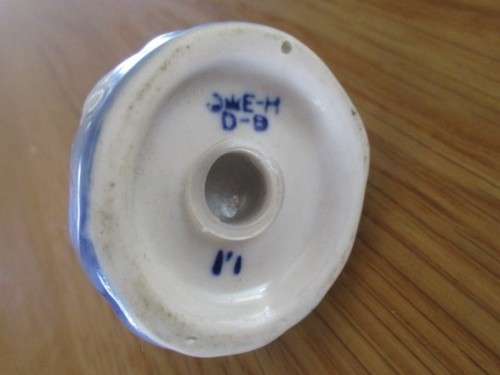 SMALL VINTAGE/ANTIQUE BLUE AND WHITE DUTCH SALT AND PEPPER SHAKERS - MARKED ON BASES