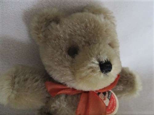 A SMALL RARE VINTAGE SWISS FELPA MUTZLI  MOHAIR TEDDY BEAR WITH ORIGINAL CHEST TAG
