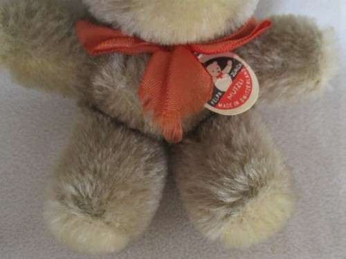 A SMALL RARE VINTAGE SWISS FELPA MUTZLI  MOHAIR TEDDY BEAR WITH ORIGINAL CHEST TAG