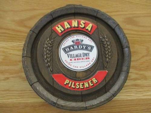 TWO BAR MIRRORS AND A HANSA SIGN