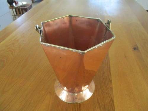 A LARGE VINTAGE SOLID COPPER AND BRASS BUCKET PLANTER - GREAT FOR A LARGE BUNCH OF FLOWERS TOO!!
