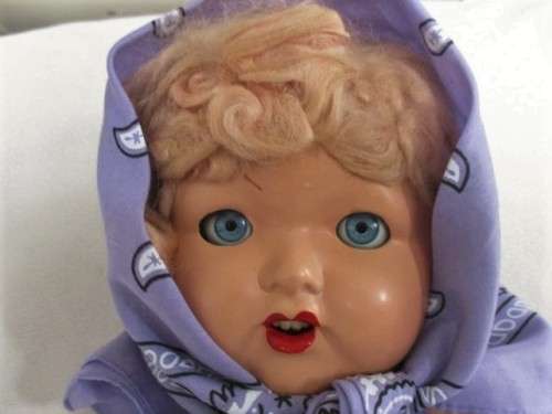 VERY LARGE 67CM TALL ANTIQUE COMPOSITION DOLL WITH RARE WIND-UP CRIER/TALKER MARKED "40" BEHIND HEAD