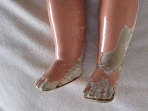 ANTIQUE 58CM TALL GERMAN? DOLL WITH BISQUE HEAD, COMPOSITION BODY, BALL JOINTED ELBOWS AND KNEES!!