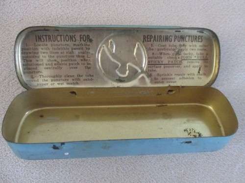 TWO VERY RARE BICYCLE REPAIR OUTFIT TINS - ENGLISH JOHN BULL AND WEST GERMAN REMA TIP TOP