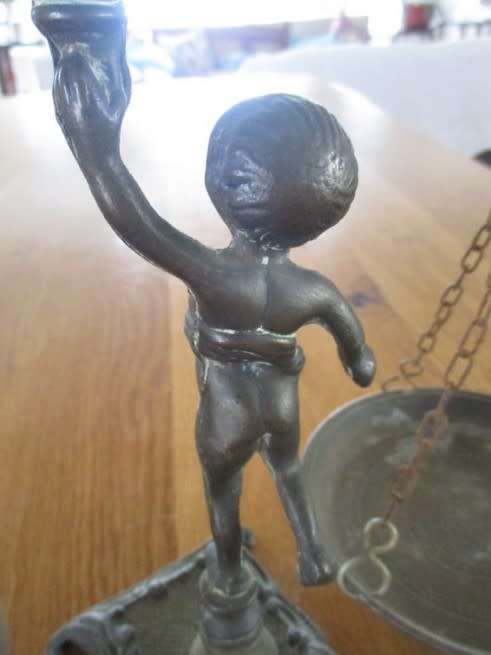 VINTAGE SPELTER-LIKE ART DECO "SCALES OF JUSTICE" BALANCING SCALE - MADE IN ITALY