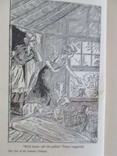 EARLY EDITION HARD COVER - ONE OF THE NANCY DREW SERIES - THE CLUE OF THE LEANING CHIMNEY