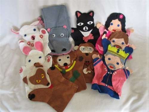 A GROUP OF TEN VINTAGE HAND PUPPETS - GREAT FOR STORY TELLING TIME!