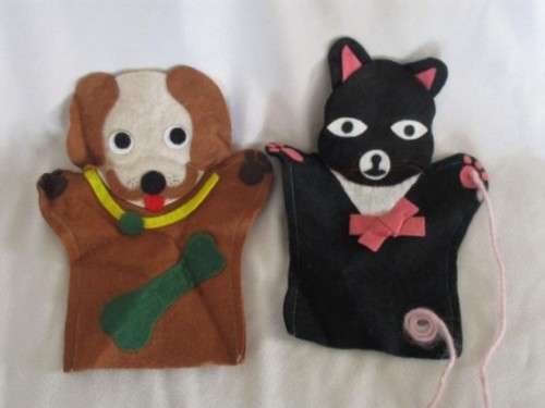 A GROUP OF TEN VINTAGE HAND PUPPETS - GREAT FOR STORY TELLING TIME!