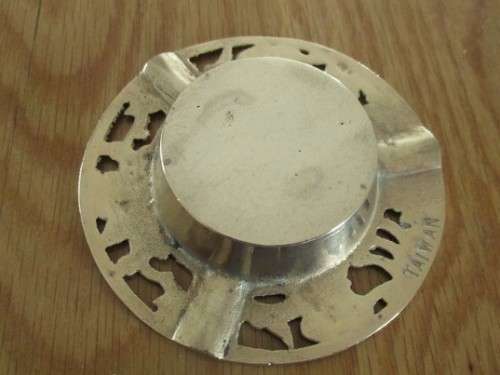 RELLISTED - TWO VERY ORNATE BRASS ASHTRAYS