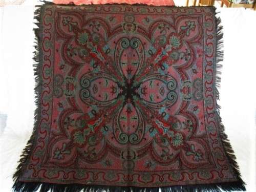 A BEAUTIFUL SQUARE (REVERSABLE) MIDDLE EASTERN  PIANO SHAWL/TABLE CLOTH - KASHMIR?