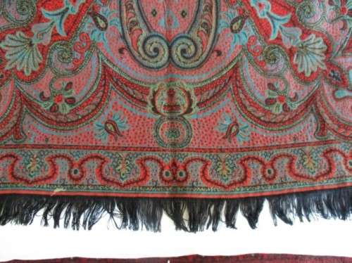 A BEAUTIFUL SQUARE (REVERSABLE) MIDDLE EASTERN  PIANO SHAWL/TABLE CLOTH - KASHMIR?