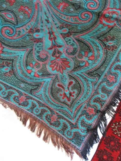 A BEAUTIFUL SQUARE (REVERSABLE) MIDDLE EASTERN  PIANO SHAWL/TABLE CLOTH - KASHMIR?