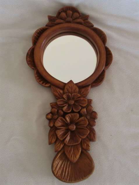 A BEAUTIFUL, ORNATE  HAND CARVED SET - HAND MIRROR AND PICTURE/PHOTO FRAME - 1992