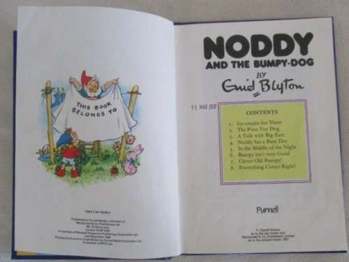 1989 - ENID BLYTON HARDCOVER - NODDY AND THE BUMPY DOG (WHEN GOLLIWOG WAS STILL LEGAL)