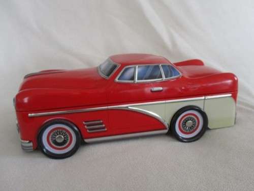 SWEETS/COOKIES TIN WITH VINTAGE CAR SHAPE