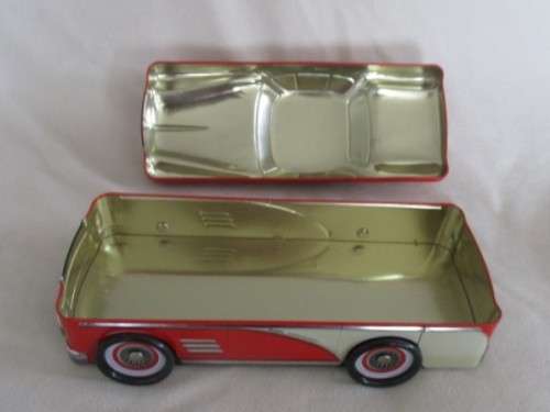 SWEETS/COOKIES TIN WITH VINTAGE CAR SHAPE