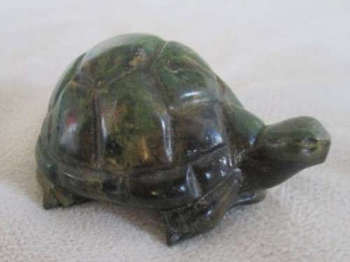 TWO BEAUTIFUL TORTOISES - CARVED OUT OF STONE - MALACHITE AND ??