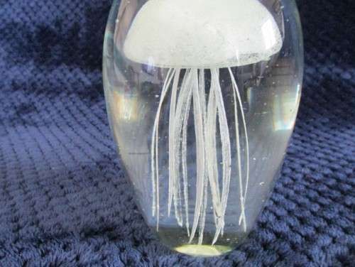 FOR DESIREE ONLY - AN EXQUISITE LARGE GLASS PAPERWEIGHT WITH JELLYFISH DESIGN