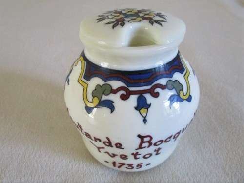 VINTAGE/ANTIQUE HAND PAINTED OPALINE MILK GLASS FRENCH MUSTARD JAR