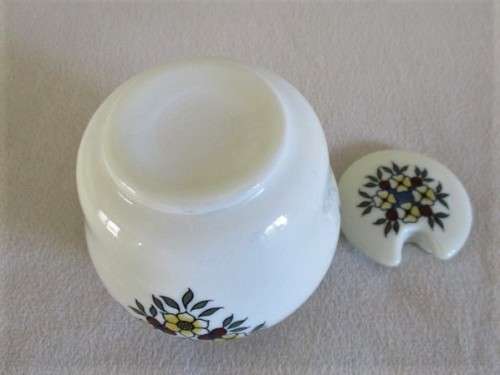 VINTAGE/ANTIQUE HAND PAINTED OPALINE MILK GLASS FRENCH MUSTARD JAR