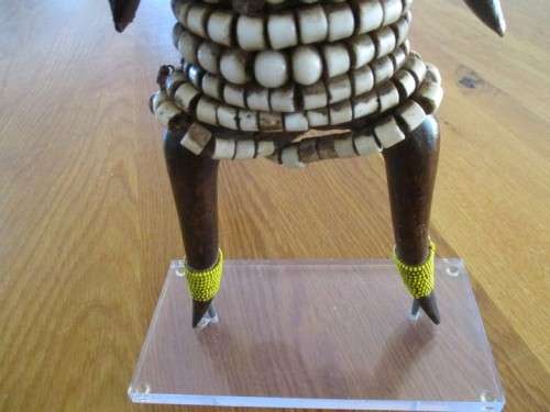 WEIRD AND WONDERFUL - VINTAGE 36CM TALL ADORNED WOODEN NDEBELE SCULPTURE  - STUNNING PIECE!!