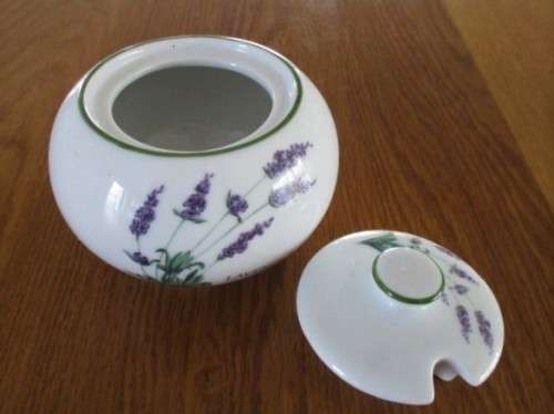 QUALITY GERMAN WIESENTHAL CREAMER AND LIDDED SUGAR BASIN - LAVENDER DESIGN