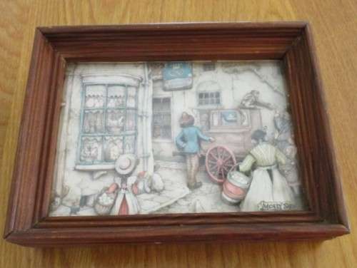 VINTAGE ANTON PIECK 3D SHADOW BOX  ART - VICTORIAN STREET SCENE - FRAMED