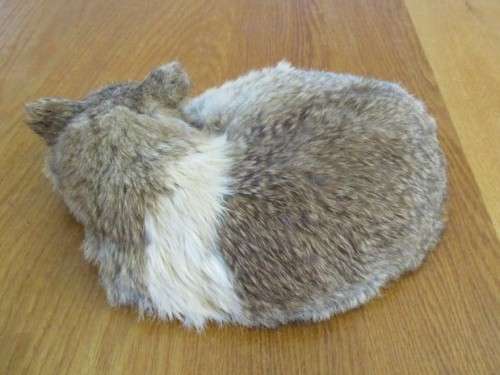 A REALISTIC SLEEPING CAT MADE FROM ARTIFICIAL "FUR"