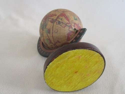 SMALL ORNAMENTAL "OLDE WORLD" GLOBE ON WOODEN STAND