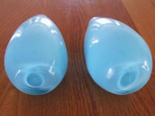 TWO VERY PRETTY  IDENTICAL TURQUOISE GLASS VASES