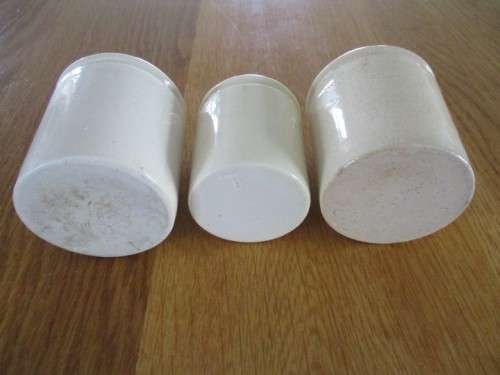 THREE ANTIQUE 1800's? CERAMIC OINTMENT BOTTLES