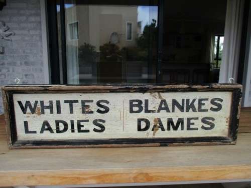 FOR TRANSFIX ONLY -  VERY HEAVY WOODEN  DOUBLE-SIDED APARTHEID TOILET SIGN (PRE-METAL/VINYL)