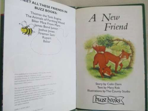 1993 HARD COVER BUZZ BOOK - THE ANIMALS OF FARTHING WOOD -  A NEW FRIEND  - GREAT CONDITION