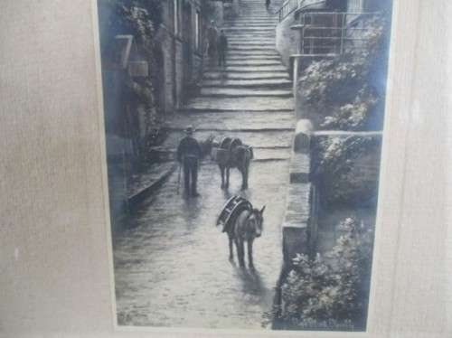 ZEEBOB ONLY - ANTIQUE 1870`s/1880`s FRAMED ALBUMEN PRINT - UP ALONG CLOVELLY, NORTH DEVON?