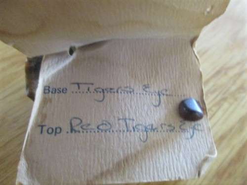 TWO SMALL ORNAMENTAL GEMSTONE TREES - ONE TIGER'S EYE AND ONE ROSE AND WHITE QUARTZ