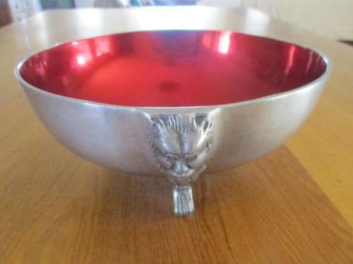 LOVELY TEKE FUNCTIONAL ART FOOTED PEWTER BOWL