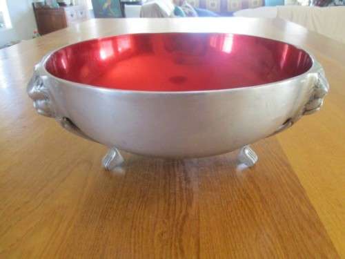 LOVELY TEKE FUNCTIONAL ART FOOTED PEWTER BOWL