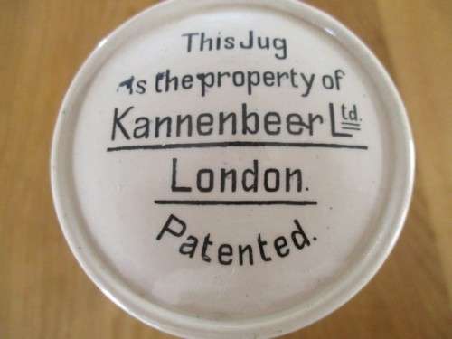 ANTIQUE 1900 KANNENBEER GLAZED STONEWARE ONE LITRE LIDDED BEER JUG