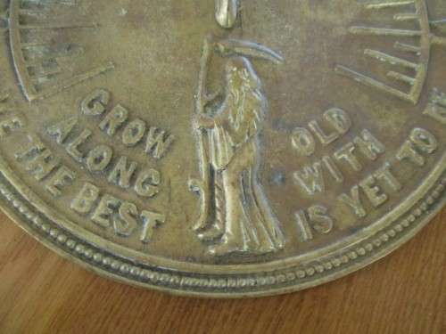 SOLID BRASS "FATHER TIME" SUNDIAL - GROW OLD ALONG WITH ME THE BEST IS YET TO BE -  BIRD GNOMON