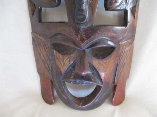 AWESOME MASK NO. 4 -  VINTAGE HANDCARVED WOODEN AFRICAN MASK - MASAI KENYA?