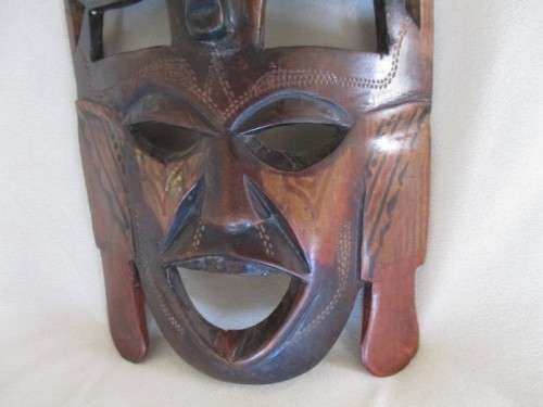 AWESOME MASK NO. 4 -  VINTAGE HANDCARVED WOODEN AFRICAN MASK - MASAI KENYA?