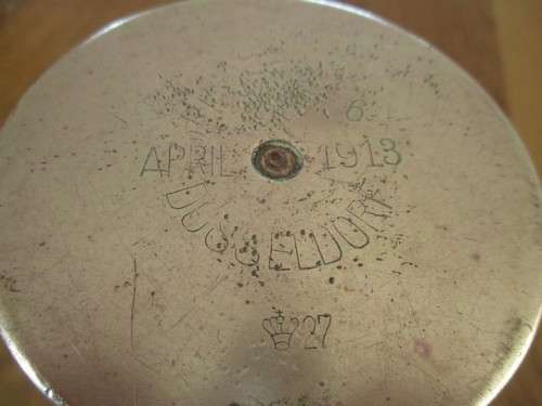 TWO WW1 CANNON SHELLS (ONE COVERTED TO TRENCH ART) DATED APRIL 1913