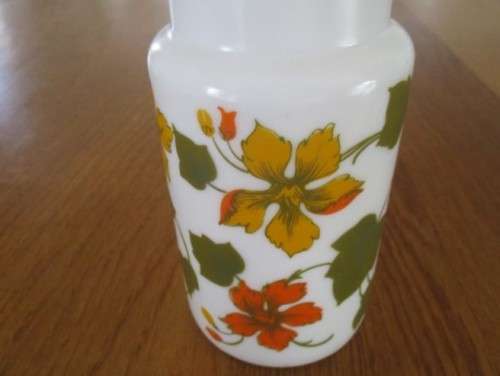 VINTAGE MILK GLASS CANISTER (GLASS LID) MADE IN ITALY