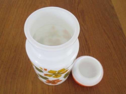 VINTAGE MILK GLASS CANISTER (GLASS LID) MADE IN ITALY