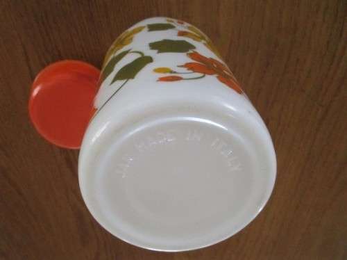 VINTAGE MILK GLASS CANISTER (GLASS LID) MADE IN ITALY