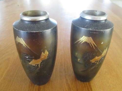 TWO VERY OLD CHINESE METAL VASES