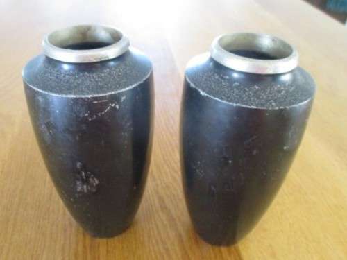 TWO VERY OLD CHINESE METAL VASES